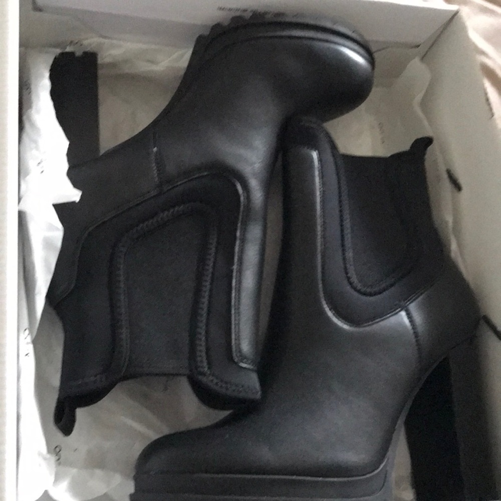 Black leather booties